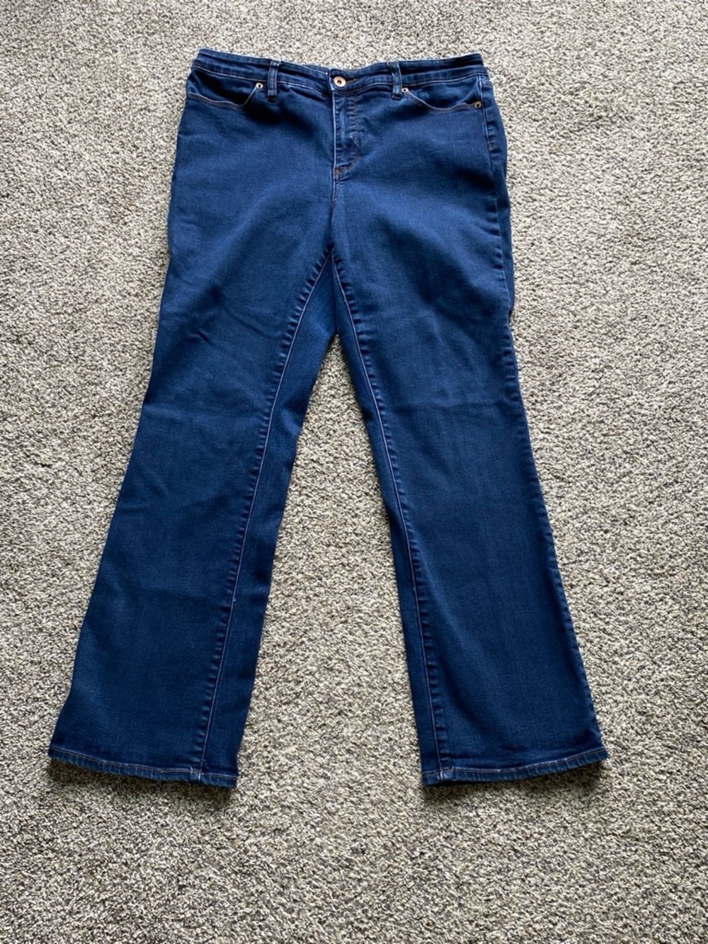 Lands' End Women’s Dark Blue Mid Rise Flare Jeans Size 14
